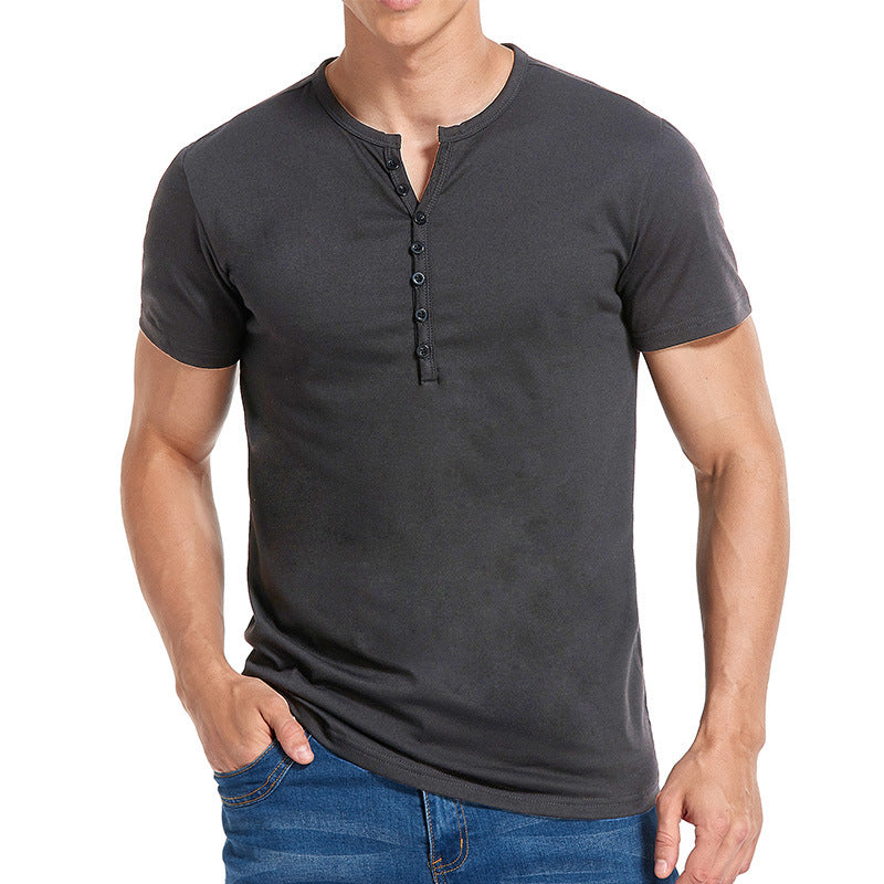 Herrer kortærmet Henley-shirt med stilfuld knaplukning Stilla