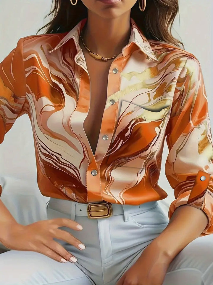 Dame Trendy Bluse med marmorert mønster Stilla