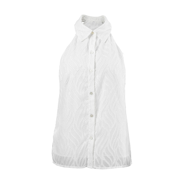 Dame Let chiffon-top med struktureret bølgemønster Stilla