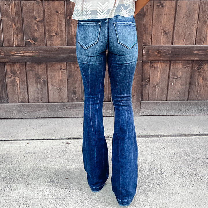 Dame Flared Jeans med modige Ripped-detaljer og afslappet snit Stilla