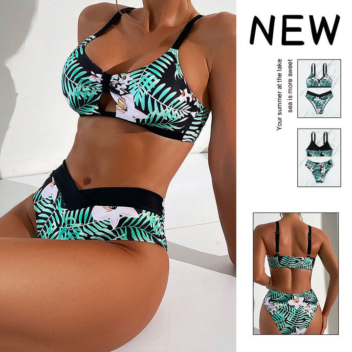 Dame to-delt bikini sæt med blomstret design og justerbare stropper Skovae