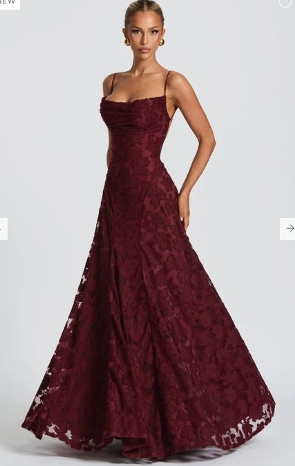 Femme Elegante Spids A-Linje Aftenkjole Stilla