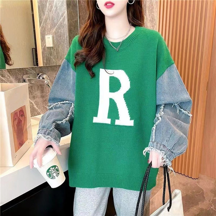 Femme Trendy Mixed Media Pullover Sweater Stilla