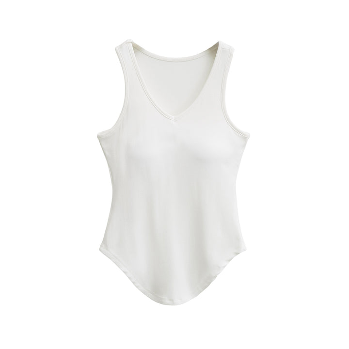 Dame sporty V-hals tanktop i åndbart materiale med tætsiddende snit Stilla
