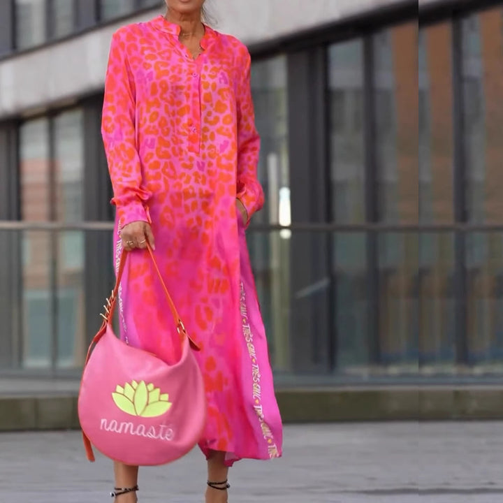 Damer Maxikjole med mode leopardmønster og glitrende detaljer Stilla
