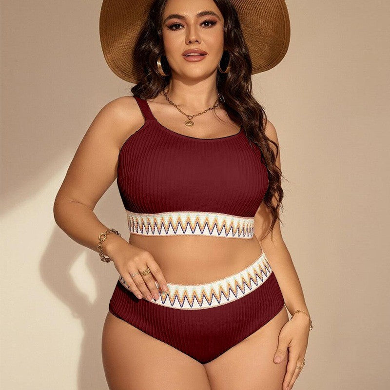 Dame Sporty bikini sæt med høj talje og elastisk bånd Skovae