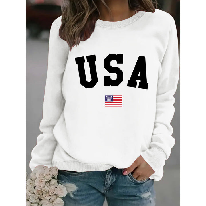 Kvinders sweatshirt med moderne USA udtalelse og hyggelig pasform Skovae