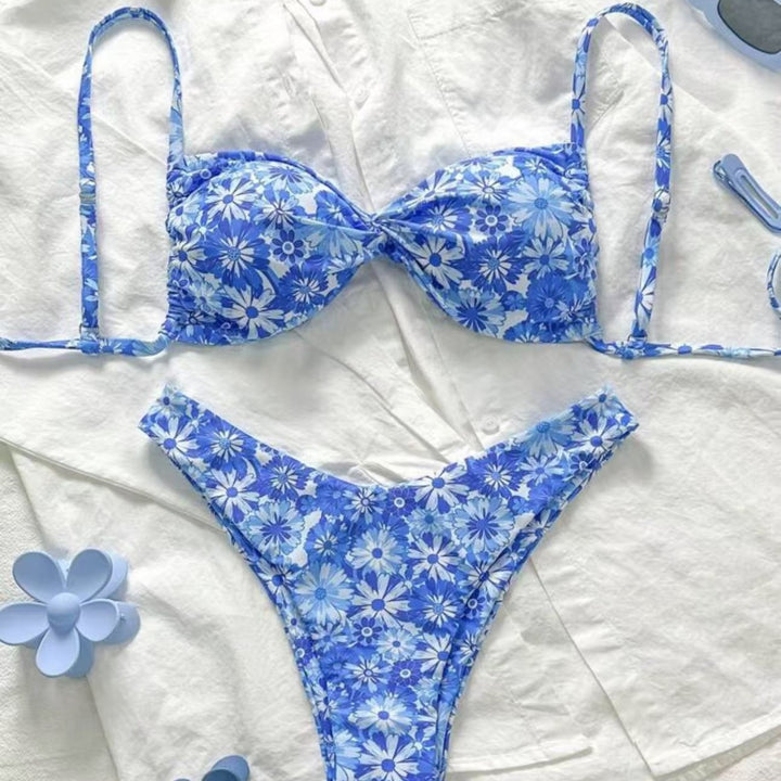 Dame Triangel-Bikini med blomsterdesign Skovae
