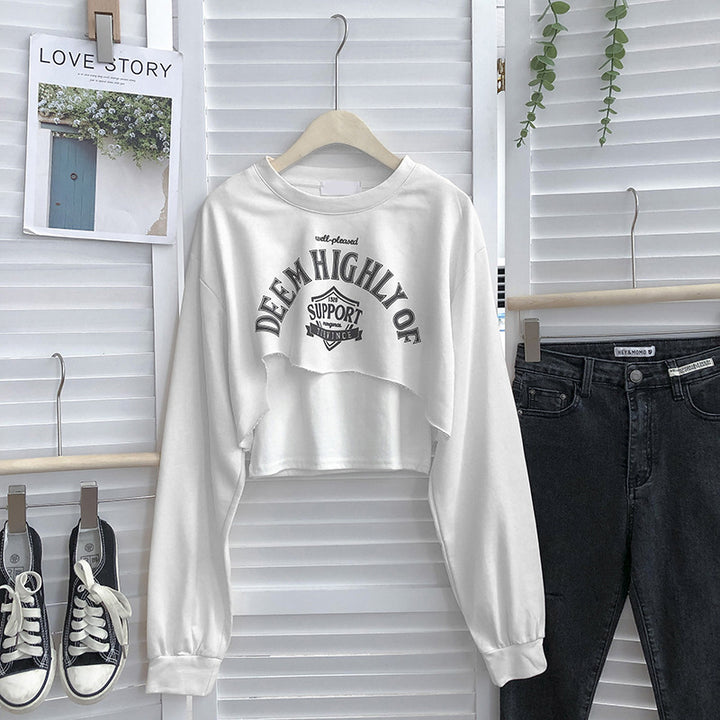Femme Skåret Grafisk Sweatshirt med Stilfuld Statement Stilla