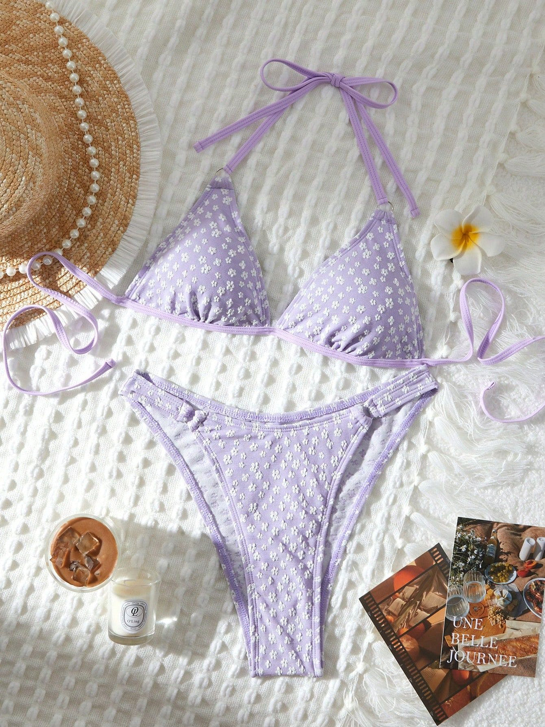 Dame Spids-Detail Trekant Bikini Sæt Stilla