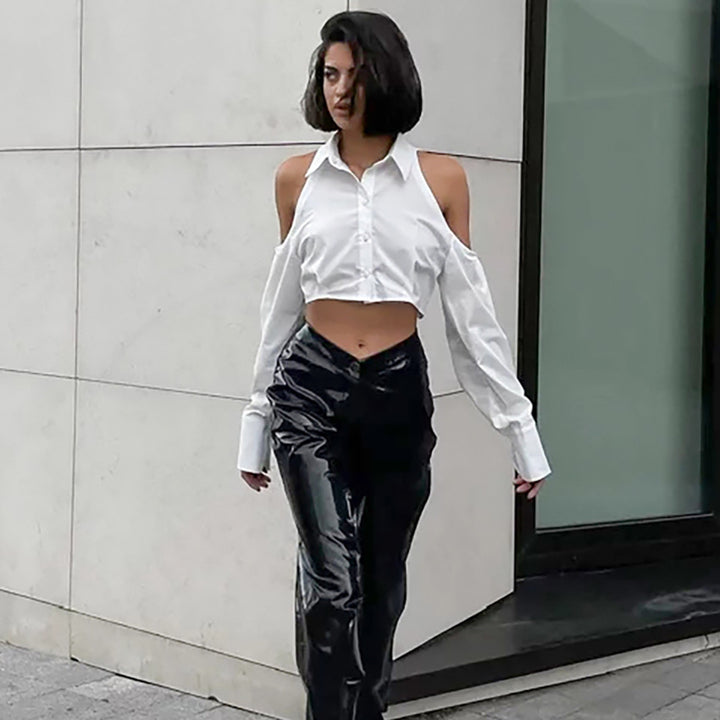 Dame Crop-bluse med off-shoulder design og elegant snit Stilla