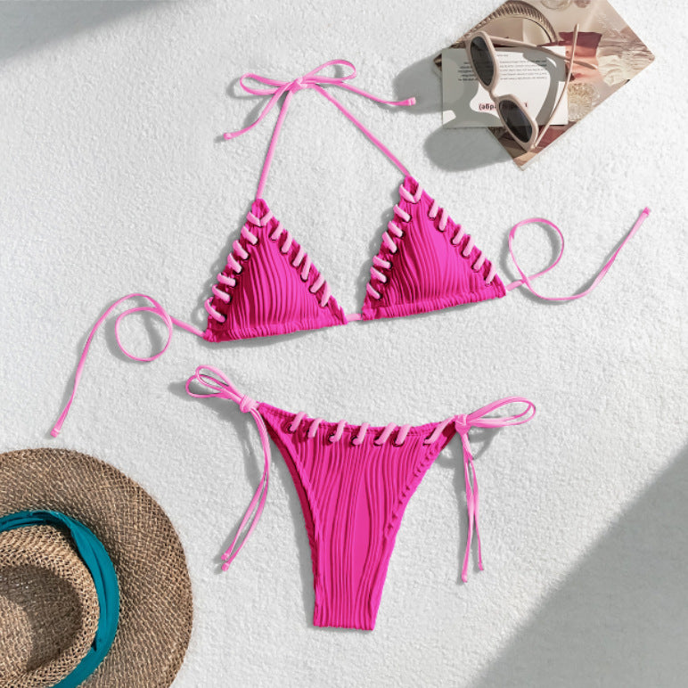 Dame Triangel-Bikini med kontrasterende snøre detaljer Skovae