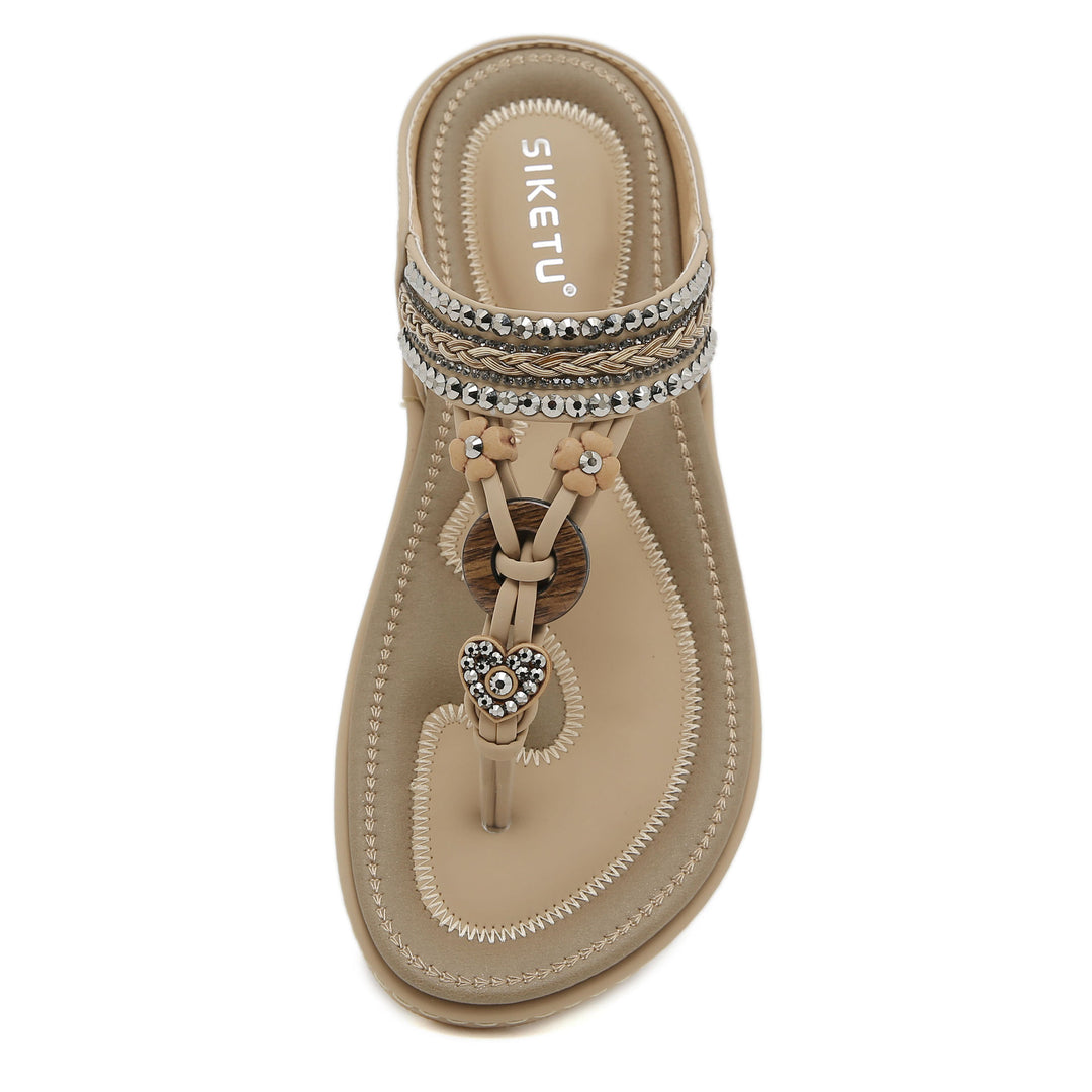 Dame flip-flops med glamourøse udsmykninger og komfortabelt fodseng Stilla