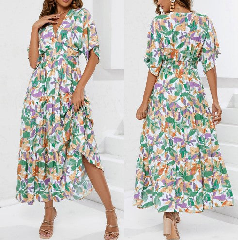 Maxikjole i boho-stil til damer med svajende ærmer Stilla