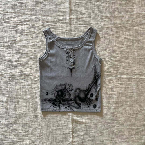 Dame kropsnær tanktop med kreativ grafisk tryk Skovae