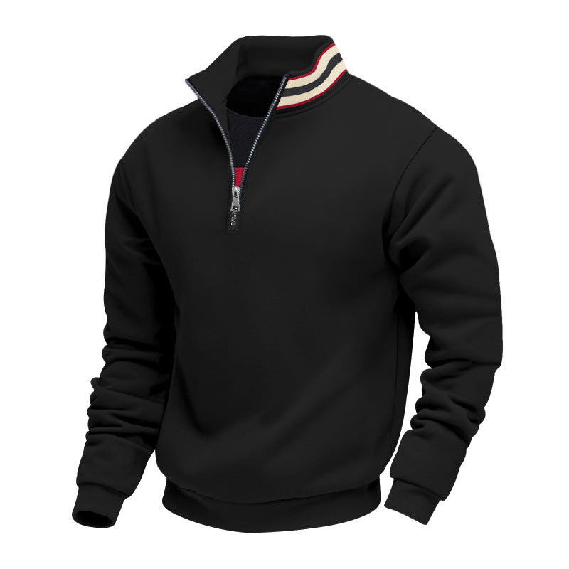 Herren nan Halvzip-sweatshirt med sporty ringkrave og blødt fleece-foring Skovae
