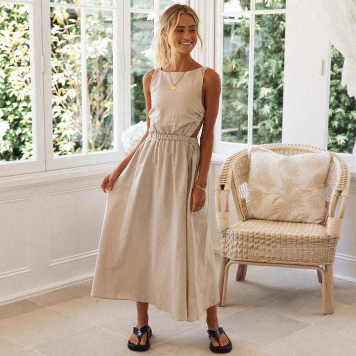 Damer elegant sommer maxi kjole med sofistikeret snit og justerbar talje snor Stilla