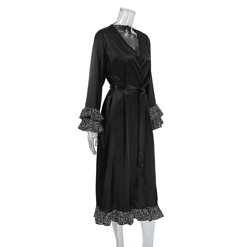Dame Kimono-robe med elegante flæser Stilla