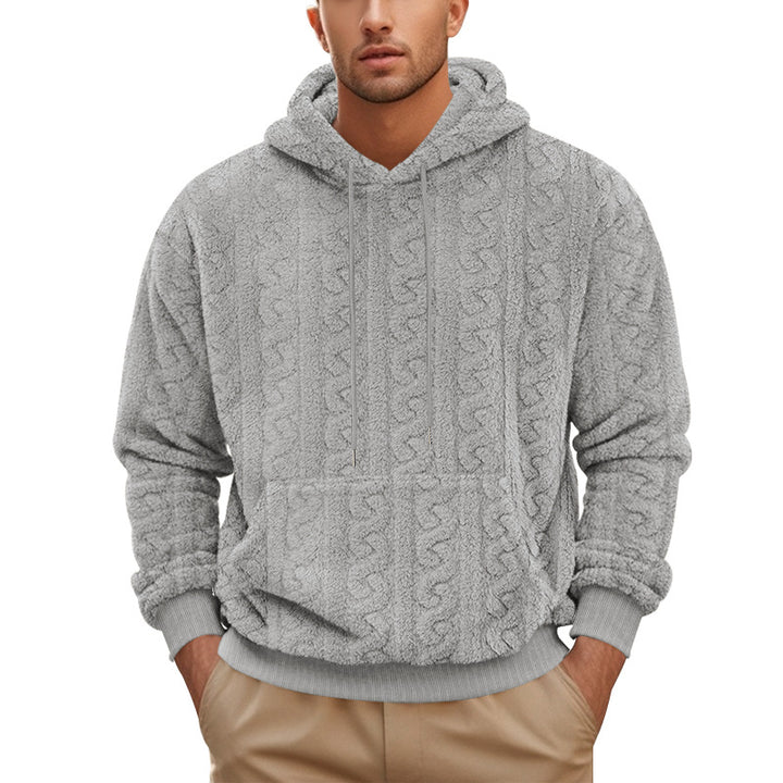 Herrer hoodie lavet af blødt polarstof med praktiske kængurulommer Stilla