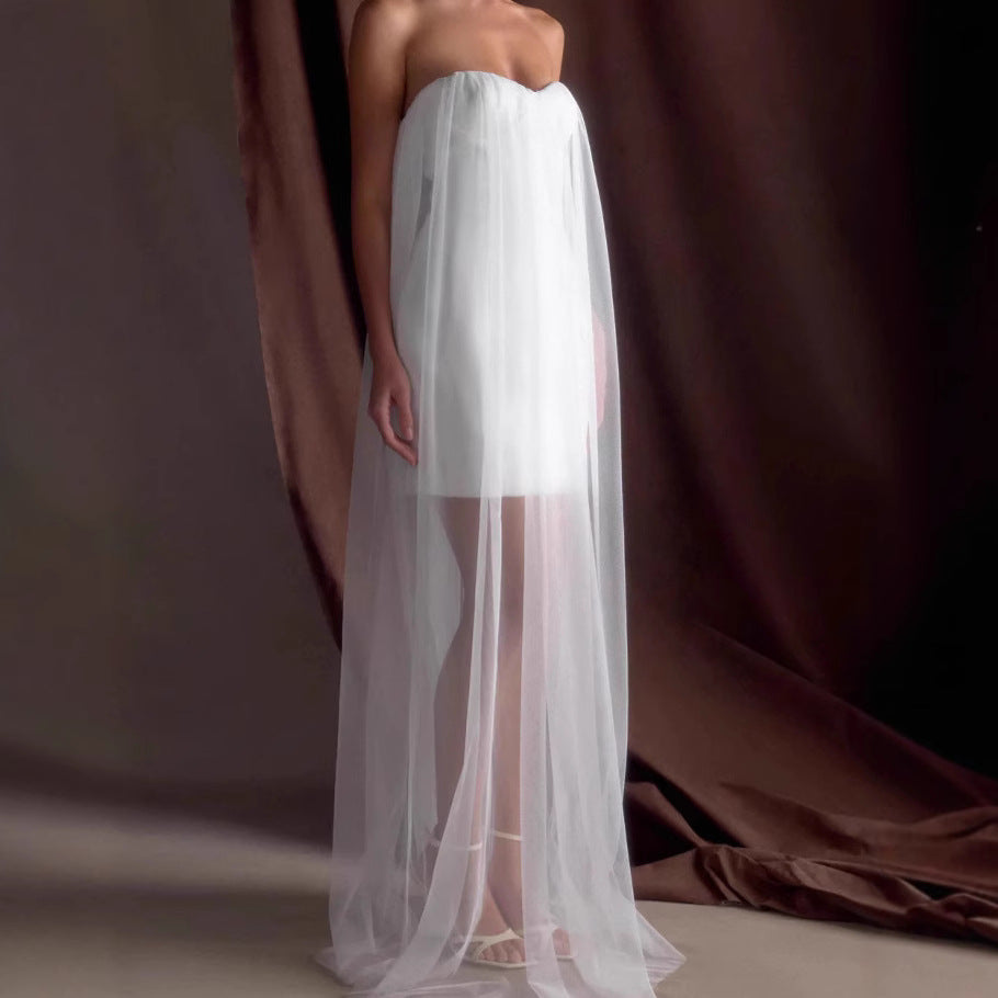 Femme Elegante Stropfri Tyllkjole Stilla