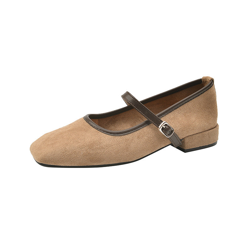 Dame Mary Jane Ballerinas med firkantet tåform og justerbar rem Stilla
