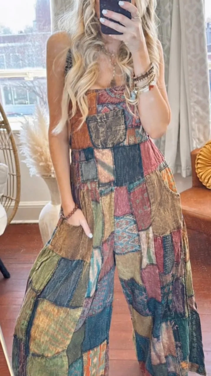 Femme Patchwork Bohemian Maxi Kjole Stilla
