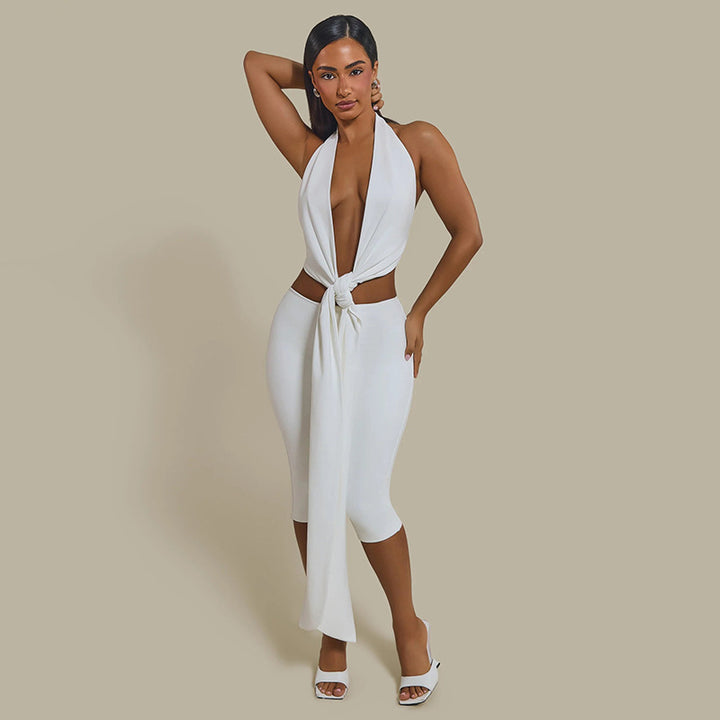 Damen Wickelkleid mit tiefem V-Ausschnitt und animalischem Print Skovae