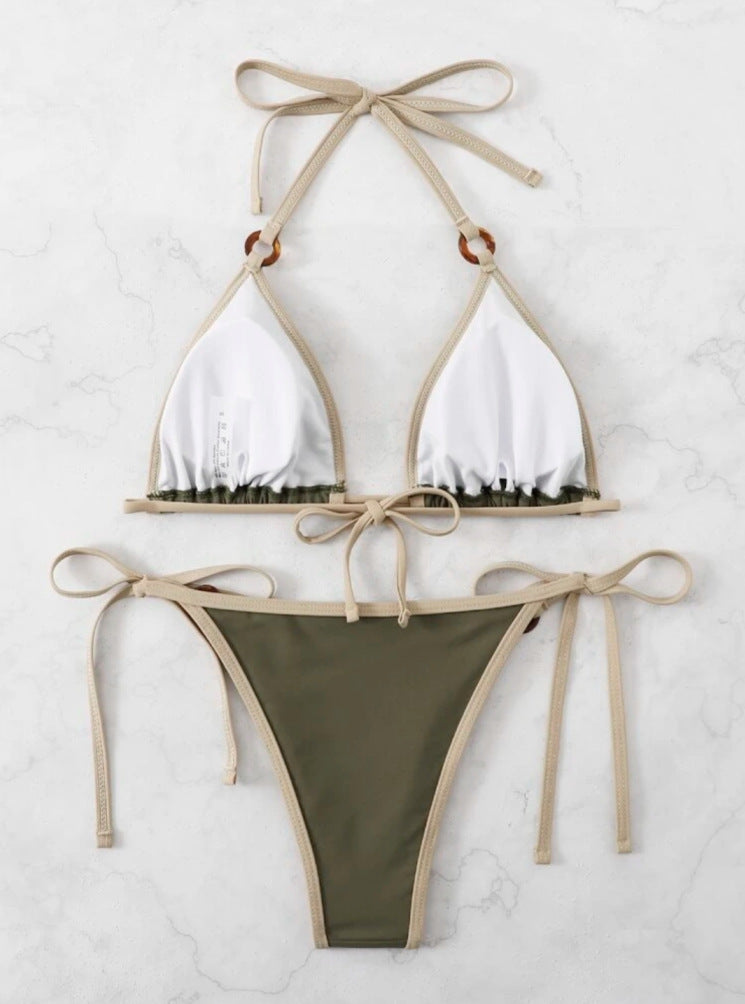 Dame triangel-bikini-sæt med justerbare bånd og fashionable accenter Stilla