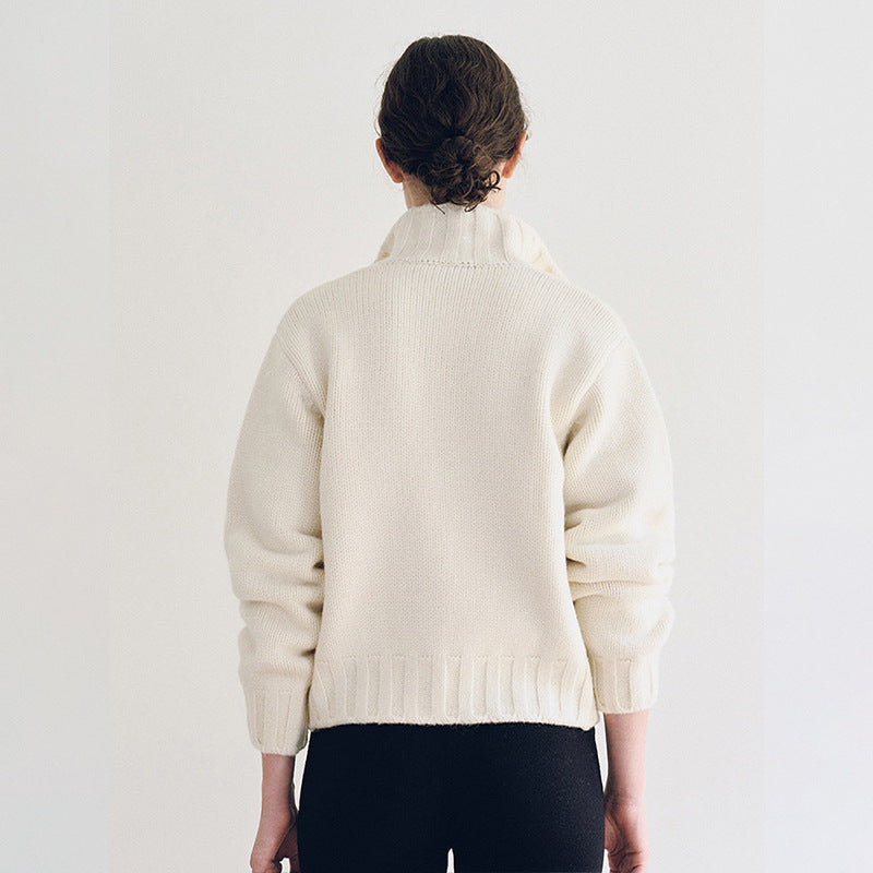 Dame sporty strikket cardigan med krave Stilla