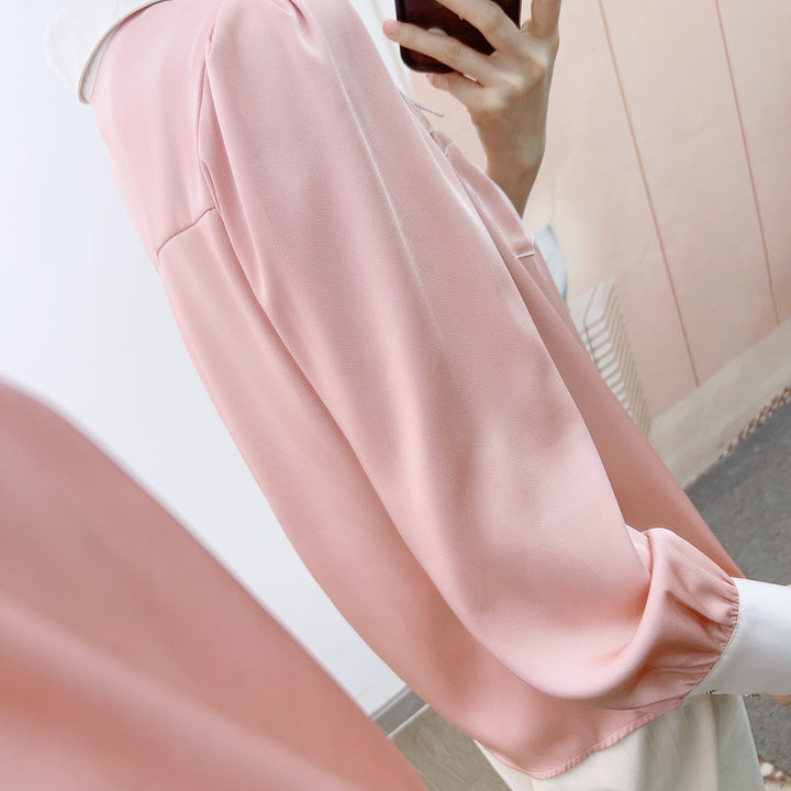 Dame Elegant Bluse med høj kvalitet Krave og dekorative Knapdetaljer Stilla
