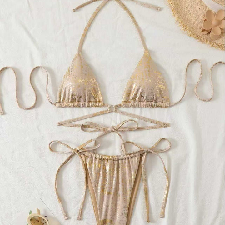 Dame Triangel-Bikini med skinnende top og justerbart snøresystem Skovae