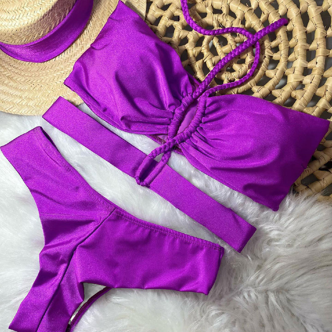 Dame bikini sæt med dekorerede stropper og høj skæring Stilla