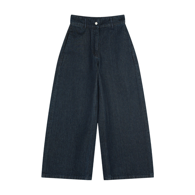 Dame brede jeans med høj talje og elegante folder Stilla