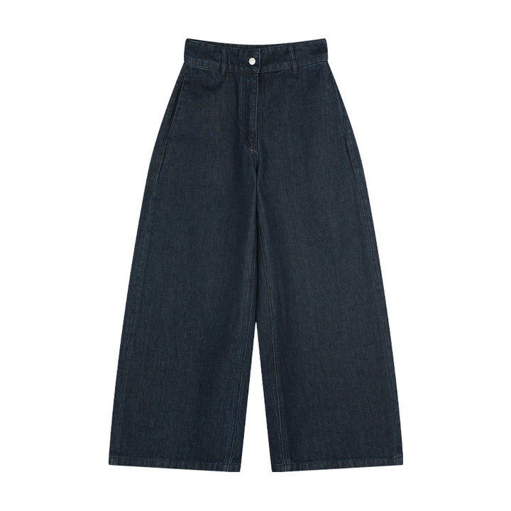 Dame brede jeans med høj talje og elegante folder Stilla