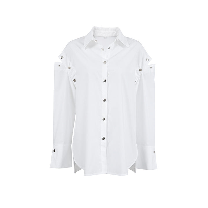 Dame Oversized Skjorte med asymmetrisk snit og modige detaljer Stilla