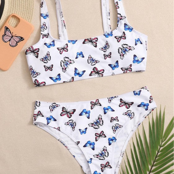 Dame Sporty Bikini-sæt med legende sommerfuglmønster Skovae