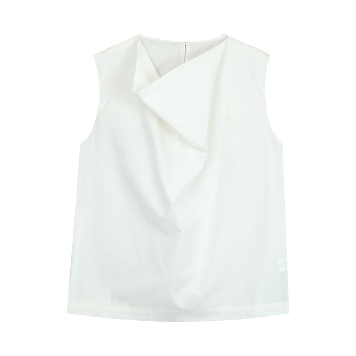 Dame ærmeløs bluse skjorte med innovativ draperingsdesign Stilla
