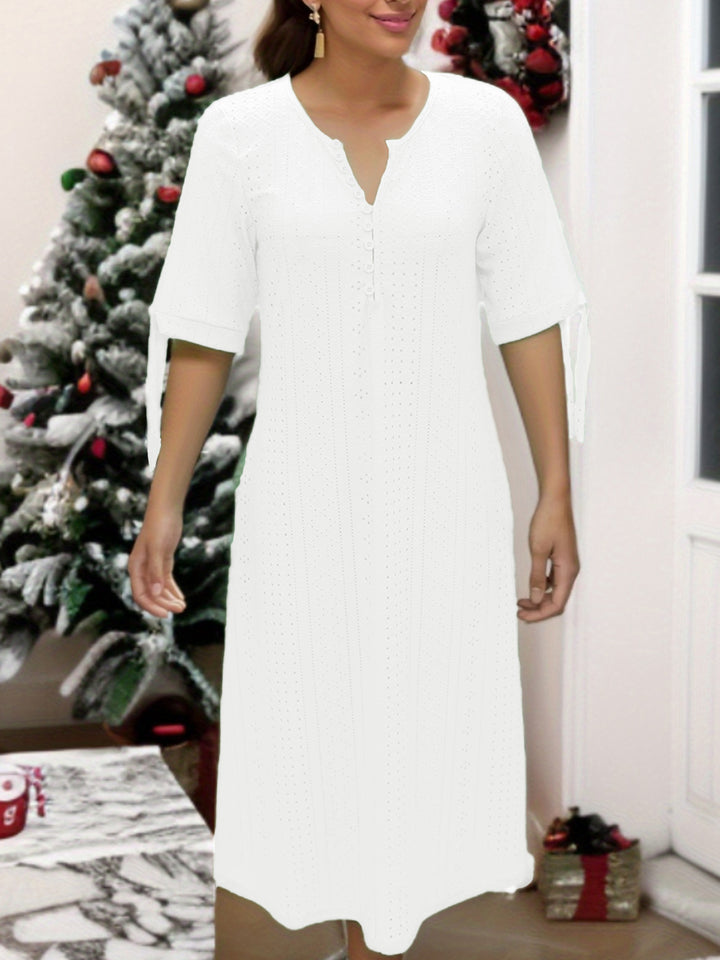Femme Elegante Maxi-Kjole med Knap-Frontdetalje Stilla