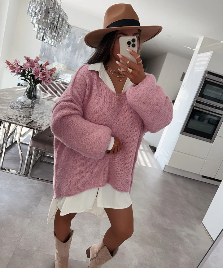 Damer casual oversized sweater med voluminøse ærmer og blød tekstur Stilla
