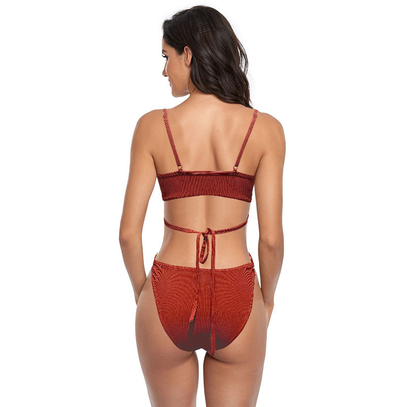 Dame Strappy Cut-Out Højskåret Bikini Sæt Stilla