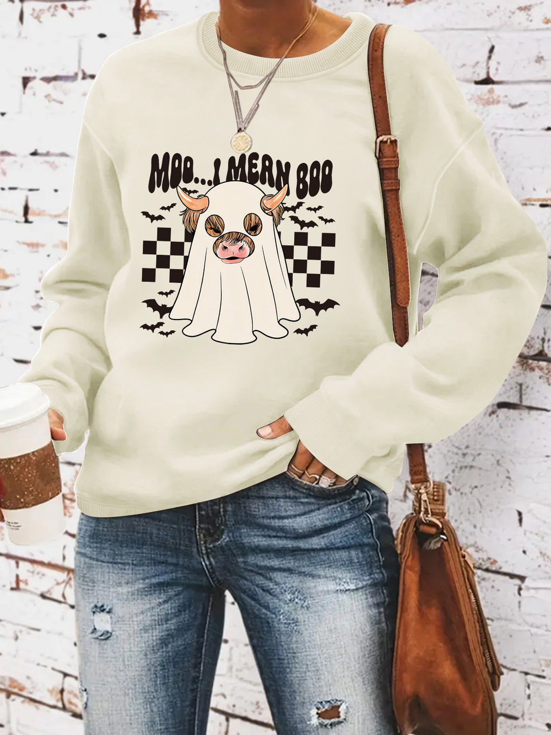 Kvinders sweatshirt i muntert Halloween-design Stilla