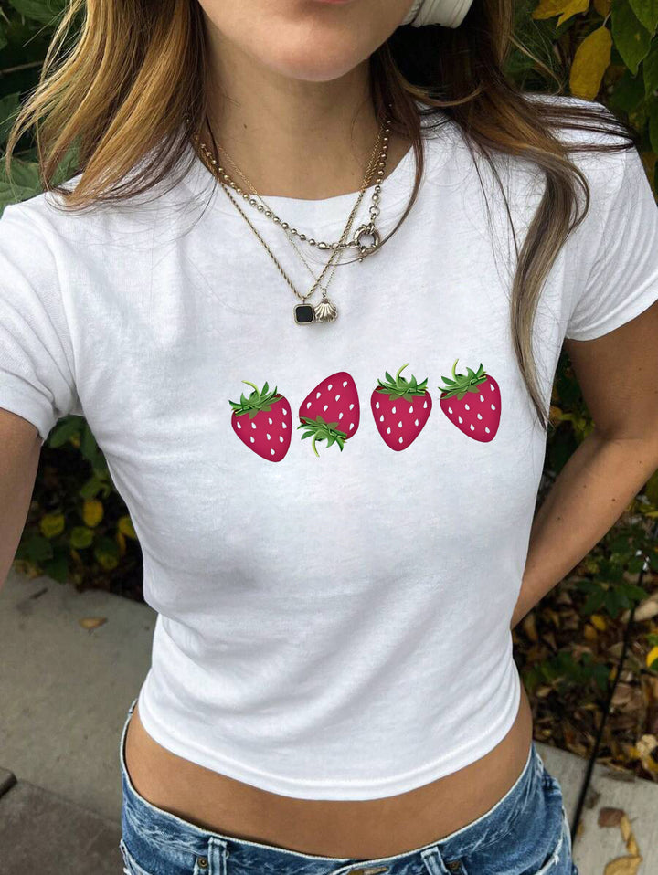 Dame Crop-T-Shirt med kreativt bjørnemotiv og sjovt citat Skovae