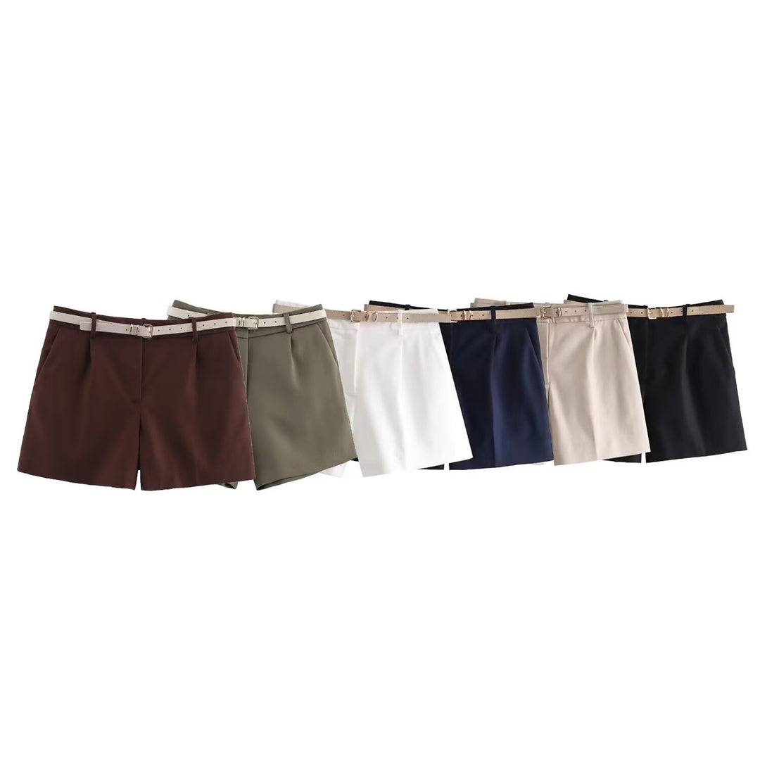 Dame elegante shorts med praktisk bælte Skovae