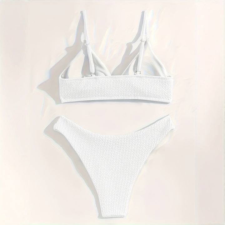 Dame Triangle-Bikini med struktur og smalle stropper Skovae