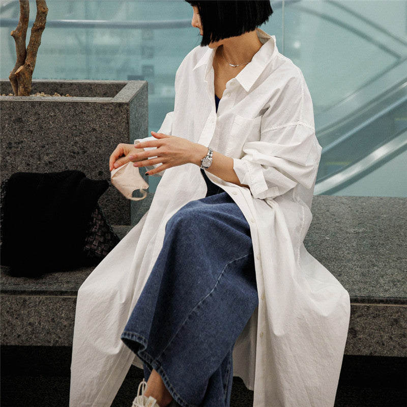 Dame Oversized Skjortekjole i let bomuld med trendy snit Stilla