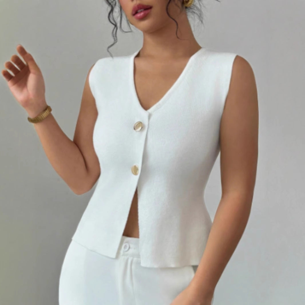 Femme Strik ærmeløs cardigan vest Stilla