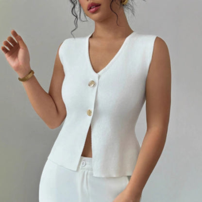 Femme Strik ærmeløs cardigan vest Stilla