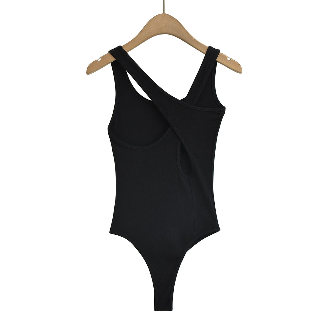 Dame Sporty bodysuit med asymmetrisk strop-design og høj kvalitets strækmateriale Stilla