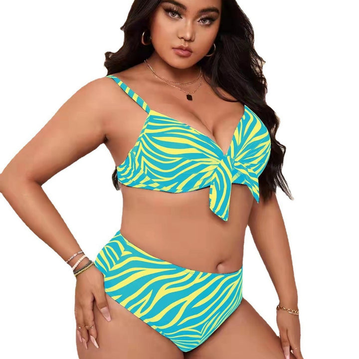 Dame bikini sæt med mode zebra mønster og justerbar knude Skovae