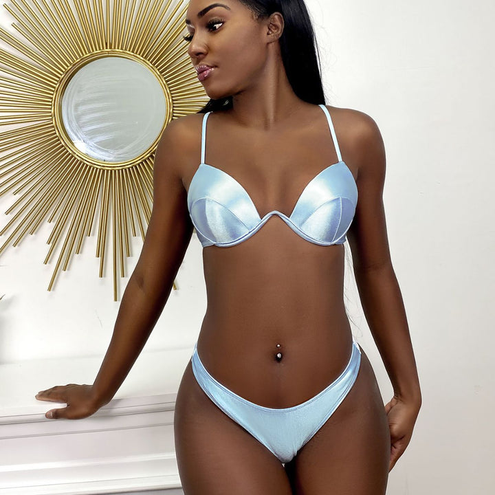 Dame Push-Up-Bikini med skinnende kopper Skovae